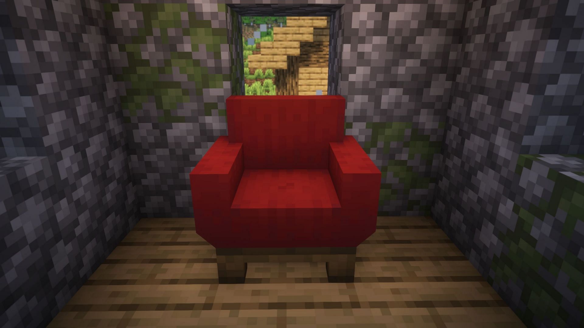 Couch is another luxurious block on which players can sit (Image via Sportskeeda Gaming || Mojang Studios)